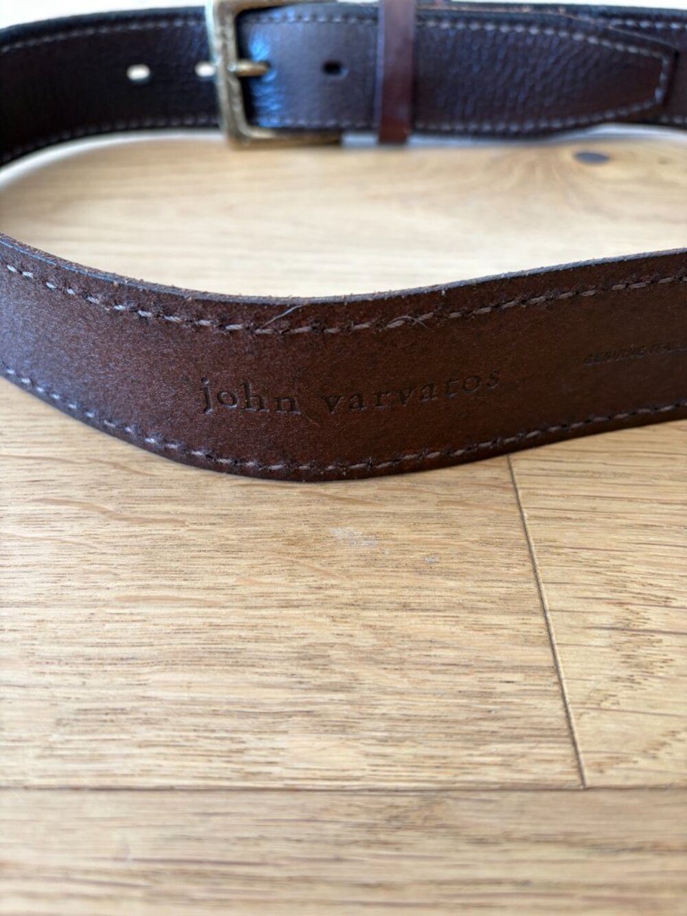 John Varvatos Brown Genuine Italian Leather Belt Size 32/80, Excellent Condition - Picture 2 of 5